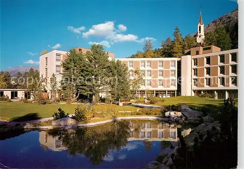 AK / Ansichtskarte St_Moritz_GR Heilbadzentrum Park Teich St_Moritz_GR