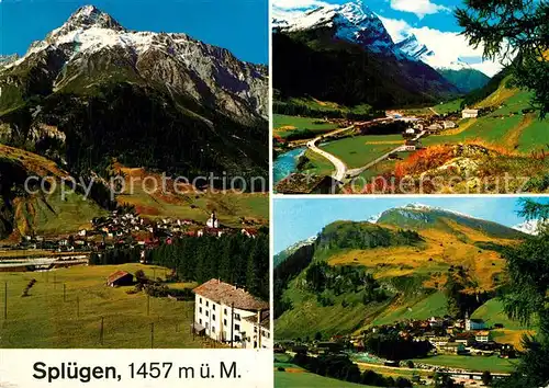 AK / Ansichtskarte Spluegen_GR Gesamtansicht mit Alpenpanorama San Bernardinostrasse Spluegenpass Spluegen_GR