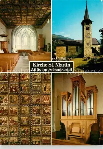 AK / Ansichtskarte Zillis Kirch St Martin aelteste romanische Kirchendecke Gotischer Chor anno 1909 Orgel Zillis