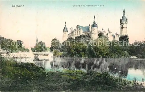AK / Ansichtskarte Schwerin_Mecklenburg Schloss Schweriner See Schwerin_Mecklenburg