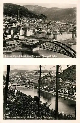 AK / Ansichtskarte Schreckenstein_Burg_Strekov Hermann Goering Bruecke Staustufe  Schreckenstein_Burg