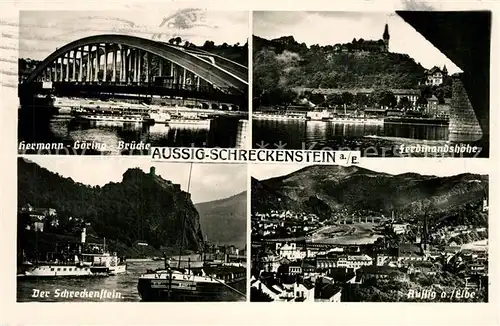 AK / Ansichtskarte Aussig_Tschechien Schreckenstein Hermann Goering Bruecke Ferdinandshoehe  Aussig Tschechien