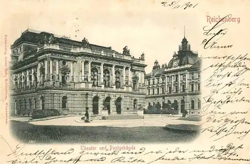 AK / Ansichtskarte Reichenberg_Liberec Theater Postgebaeude Reichenberg Liberec