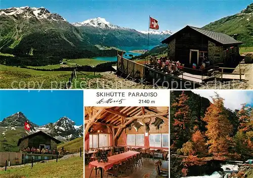 AK / Ansichtskarte St_Moritz_GR Skihuette Paradiso Alpenpanorama Bergbach Herbststimmung St_Moritz_GR