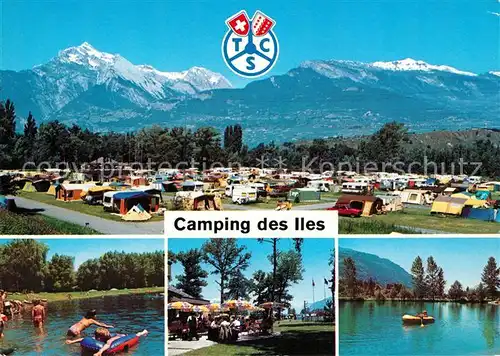 AK / Ansichtskarte Sion_VS Camping des Iles Badesee Alpenpanorama Sion_VS