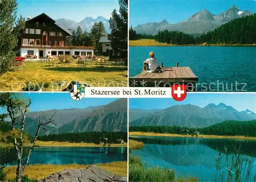 AK / Ansichtskarte St_Moritz_GR Stazersee Restaurant Alpenpanorama St_Moritz_GR