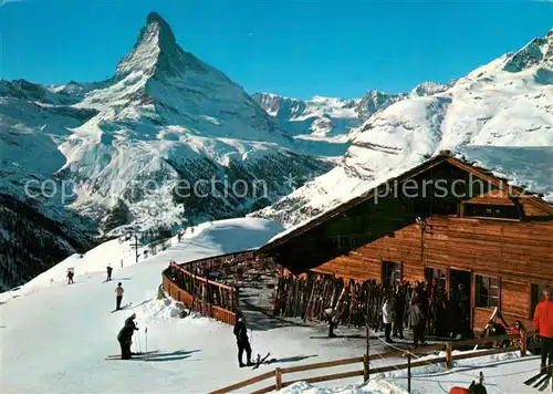 AK / Ansichtskarte Zermatt_VS Restaurant Sunnegga mit Matterhorn Walliser Alpen Zermatt_VS