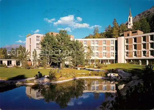 AK / Ansichtskarte St_Moritz_GR Heilbadzentrum Park Teich St_Moritz_GR