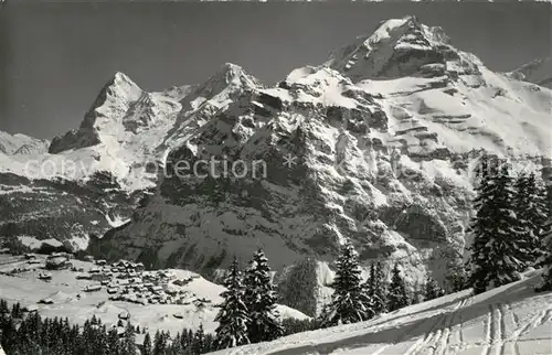 AK / Ansichtskarte Muerren_BE Eiger Moench Jungfrau Winter Muerren_BE