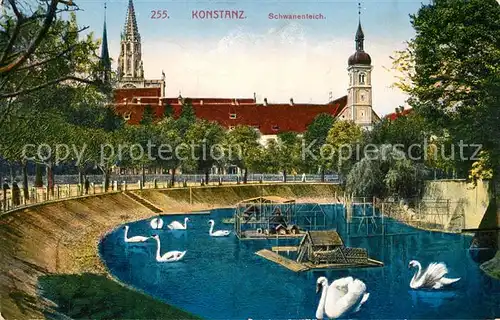 AK / Ansichtskarte Konstanz_Bodensee Schwanenteich Konstanz_Bodensee