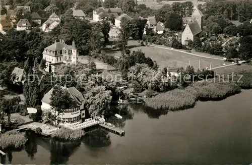 AK / Ansichtskarte Bad_Zwischenahn Moorheilbad Ufergarten mit Faehrhaus und Kirche Fliegeraufnahme Bad_Zwischenahn