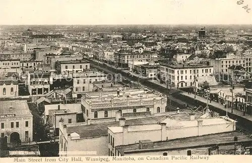 AK / Ansichtskarte Winnipeg Main Street from City Hall on Pacific Railway Winnipeg