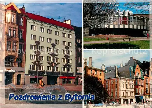 AK / Ansichtskarte Bytom_Beuthen Fragment rynku Biblioteka Miejska Plac T Kosciuszki Bytom Beuthen