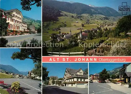 AK / Ansichtskarte Alt_St_Johann Ortsmotive Hotel Gasthof Landschaftspanorama Churfirsten Appenzeller Alpen Alt_St_Johann