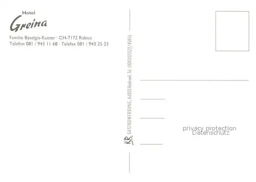 AK / Ansichtskarte Rabius Hotel Greina Restaurant Gemsen Rabius