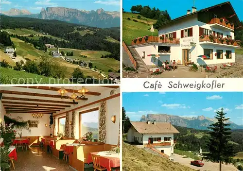 AK / Ansichtskarte Oberinn_am_Ritten_Suedtirol Cafe Schweigkofler Garni Landschaftspanorama Dolomiten Oberinn_am