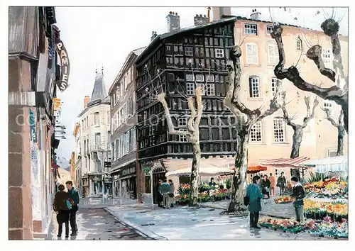 AK / Ansichtskarte Macon_Saone et Loire Place aux Herbes La Maison de Bois Dessin Kuenstlerkarte Macon Saone et Loire