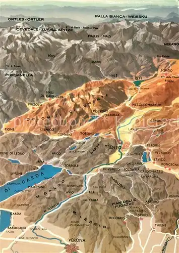 AK / Ansichtskarte Dolomiten Panoramakarte aus der Vogelperspektive Dolomiten