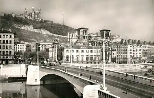 AK / Ansichtskarte Lyon_France Pont Tilsitt Cathedrale Saint Jean Lyon France
