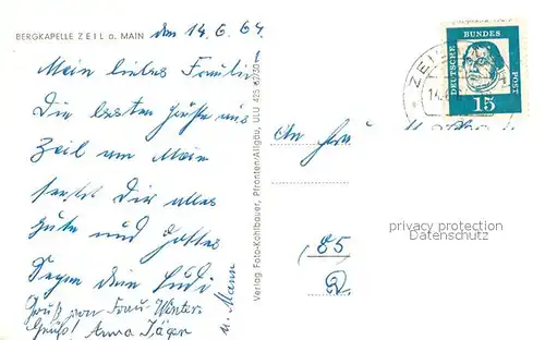 AK / Ansichtskarte Zeil_Main Bergkapelle Zeil_Main