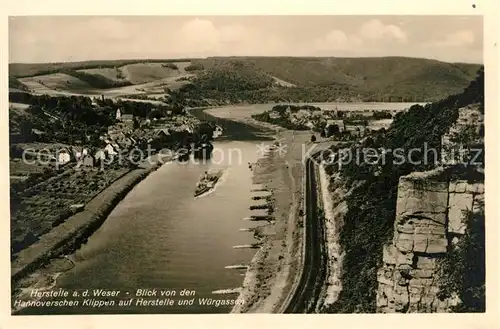 AK / Ansichtskarte Herstelle_Weser Blick von Hannoverschen Klippen Wuergassen Herstelle_Weser