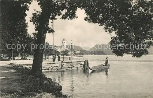 AK / Ansichtskarte Wolfgang_Salzkammergut_St Faehrmann Kirche Anleger Wolfgang_Salzkammergut_St