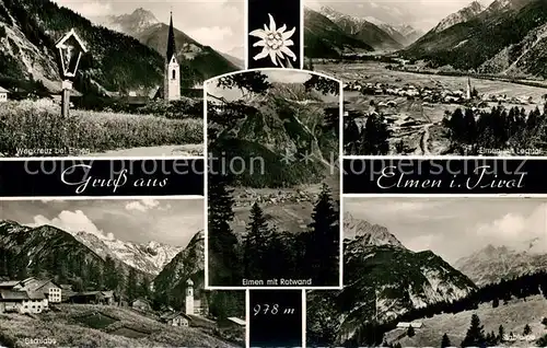 AK / Ansichtskarte Elmen_Tirol Bischlabs Wegkreuz Kirche Panorama Elmen Tirol