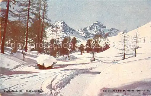 AK / Ansichtskarte Moritz_GR_St Skigelaende Winterpanorama Moritz_GR_St