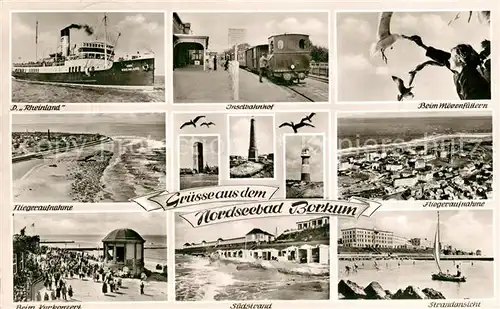 AK / Ansichtskarte Borkum_Nordseebad Fliegeraufnahme Suedstrand Kurkonzert  Borkum_Nordseebad