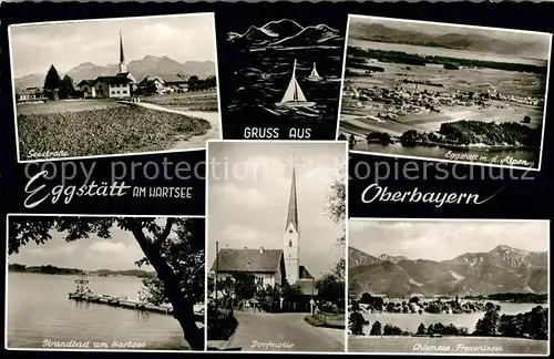 AK / Ansichtskarte Eggstaett_Oberbayern Fliegeraufnahme Fraueninsel Kirche Eggstaett_Oberbayern