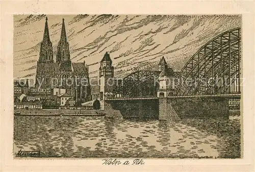 AK / Ansichtskarte Koeln_Rhein Hohenzollernbruecke Koeln_Rhein