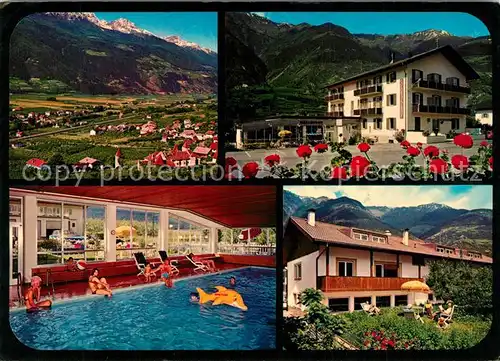 AK / Ansichtskarte Goldrain_Vinschgau Panorama Hotel Restaurant Goldrainerhof Hallenbad Garten Goldrain Vinschgau
