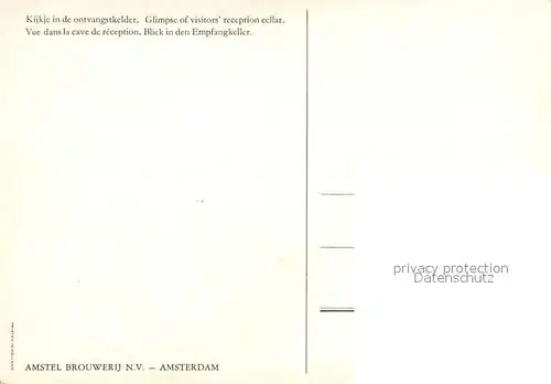 AK / Ansichtskarte Amsterdam_Niederlande Amstel Brouwerij Blick in den Empfangskeller Amsterdam_Niederlande