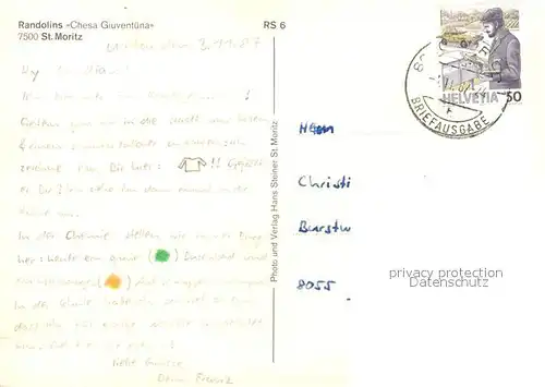 AK / Ansichtskarte St_Moritz_GR Randolins Chesa Giuventuena St_Moritz_GR