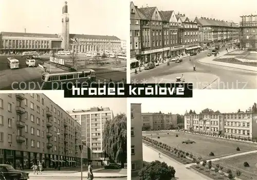 AK / Ansichtskarte Hradec_Kralove Bahnhof Strassenpartien Park Hradec Kralove