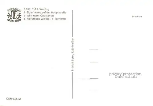 AK / Ansichtskarte Weissig_Freital Eigenheime Hauptstr Willi Heim Oberschule Kulturhaus Turnhalle Weissig Freital