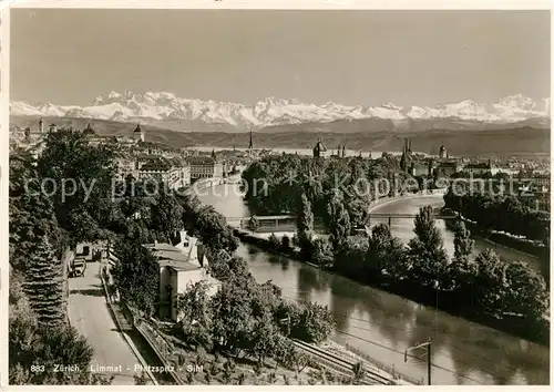AK / Ansichtskarte Zuerich_ZH mit Limmat Platzspitz und Sihl Zuerich_ZH