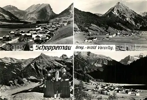 AK / Ansichtskarte Schoppernau_Vorarlberg Teilansichten Trachten Panorama Schoppernau Vorarlberg