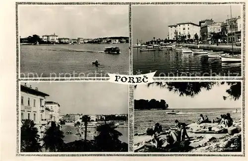 AK / Ansichtskarte Porec Teilansichten Strand Bootsliegeplatz Porec