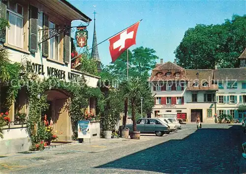 AK / Ansichtskarte Murten_Morat Rathausgasse Hotel Weisses Kreuz Murten Morat