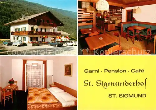 AK / Ansichtskarte St_Sigmund_Suedtirol Pension Cafe St Sigmunderhof Gaststube Zimmer St_Sigmund_Suedtirol