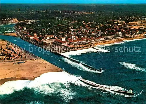 AK / Ansichtskarte Capbreton Vue aerienne avec le canal et en prolongement le port 