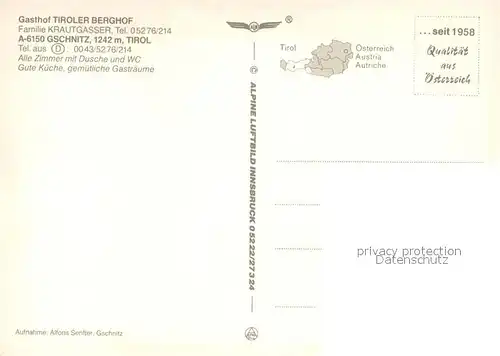 AK / Ansichtskarte Gschnitz_Tirol Gasthof Tiroler Berghof Gschnitz Tirol
