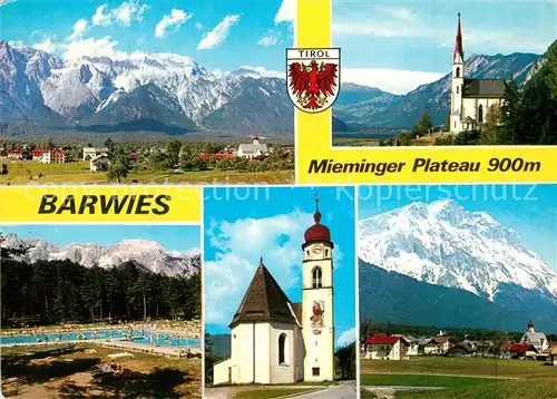 AK / Ansichtskarte Barwies Mieminger Plateau Kirche Freibad Barwies