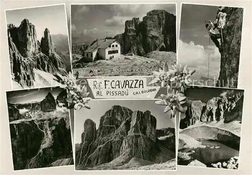 AK / Ansichtskarte Corvara_Pustertal_Suedtirol Rifugio Franco Cavazza al Pissadu Berghaus Sellagruppe Edelweiss Bergsteiger Corvara_Pustertal