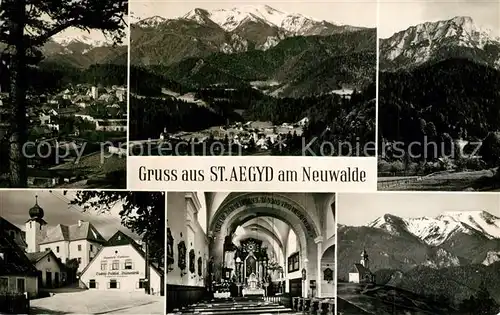 AK / Ansichtskarte St_Aegyd_Neuwalde Gesamtansicht mit Alpenpanorama Ortsmotiv mit Kirche St_Aegyd_Neuwalde