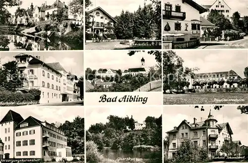 AK / Ansichtskarte Bad_Aibling Haeuserpartie an der Glonn Kurhaus Ratskeller Kurhotel Pensionistenheim Kuranstalt Ghersburg Bad_Aibling