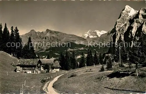 AK / Ansichtskarte Muerren_BE Landschaftspanorama mit Lauberhorn Wetterhoerner Eiger Berner Alpen Muerren_BE
