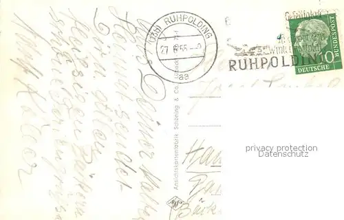 AK / Ansichtskarte Ruhpolding Gesamtansicht mit Alpenpanorama Taubensee Altes Bauernhaus Kurhaus Strassenmotiv Fritz am Sand Ruhpolding