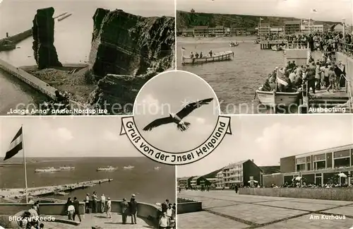 AK / Ansichtskarte Insel_Helgoland Lange Anna Nordspitze Blick zur Reede Ausbootung Kurhaus Moewe Insel_Helgoland